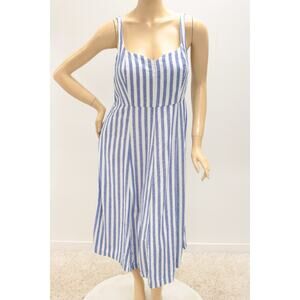 Old Navy Fit & Flare Linen Blend Sun Maxi Dress XL Striped Beach Summer Resort
